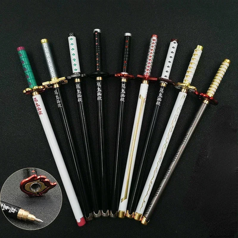 17 Styles Japan Anime Demon Model Gel Pen 0.5mm Black Refill Cosplay Prop Kid Student Gift SlayerWeapon Sword