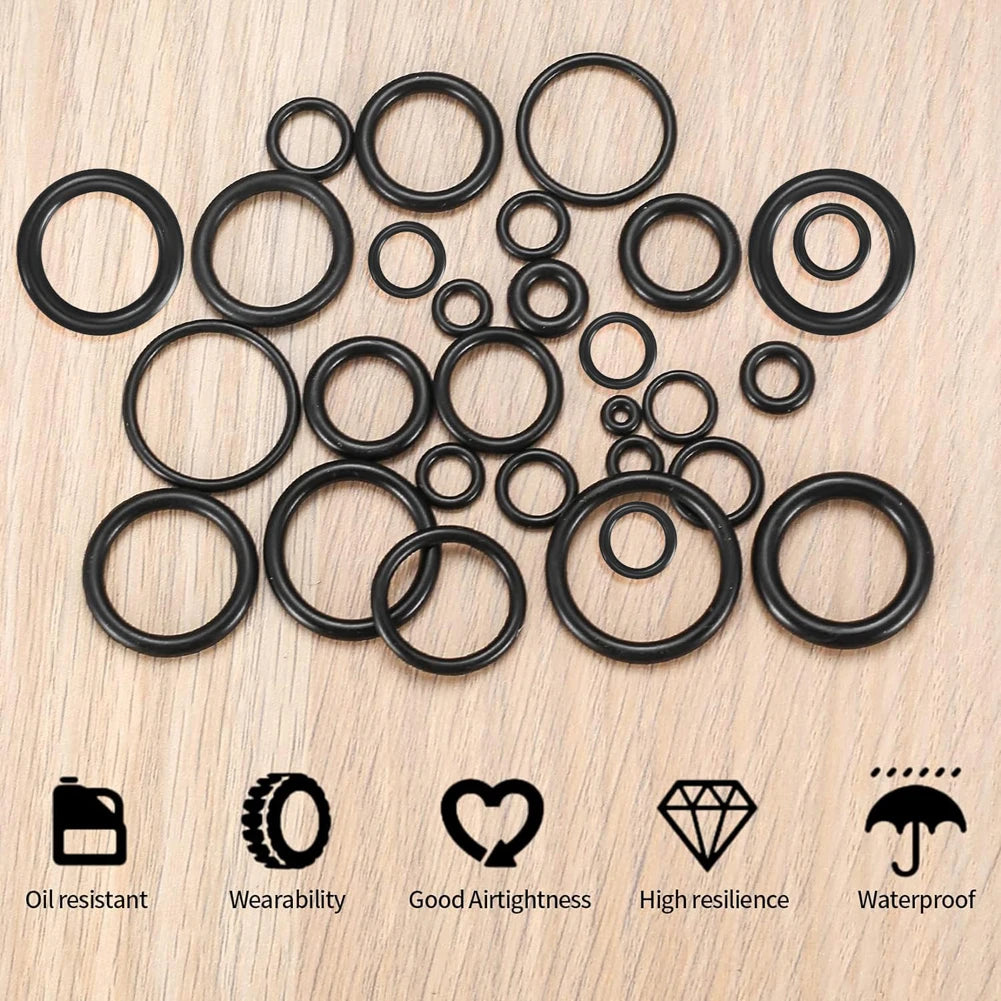 200Pcs Rubber O Ring Set Gaskets Boxed High Pressure O-Rings Repair Kit Waterproof Sealing Elastic Band O Rubber Rings Set