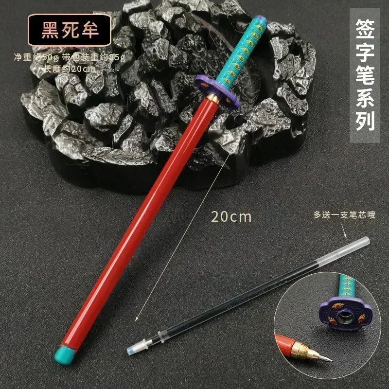 17 Styles Japan Anime Demon Model Gel Pen 0.5mm Black Refill Cosplay Prop Kid Student Gift SlayerWeapon Sword