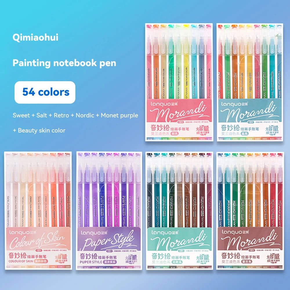 105Color Hand Account Gel Pen Morandi Macaron Retro Pen Large-Capacity Color Handbook Pen For Student Painting Graffiti Writting