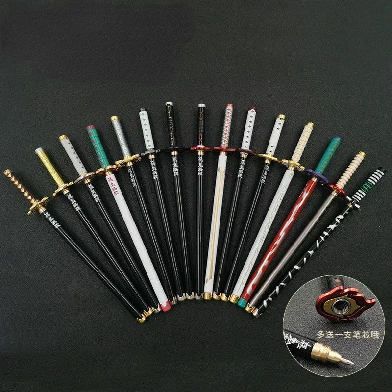 17 Styles Japan Anime Demon Model Gel Pen 0.5mm Black Refill Cosplay Prop Kid Student Gift SlayerWeapon Sword