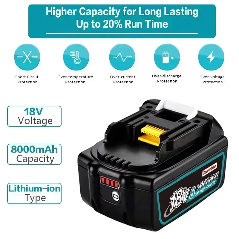 100% Original 18V Rechargeable power tool Battery For Makita DDF487 DTD173 DTW700 DGA404 Replaceable LED Lithium 6.0/8.0/12.0Ah