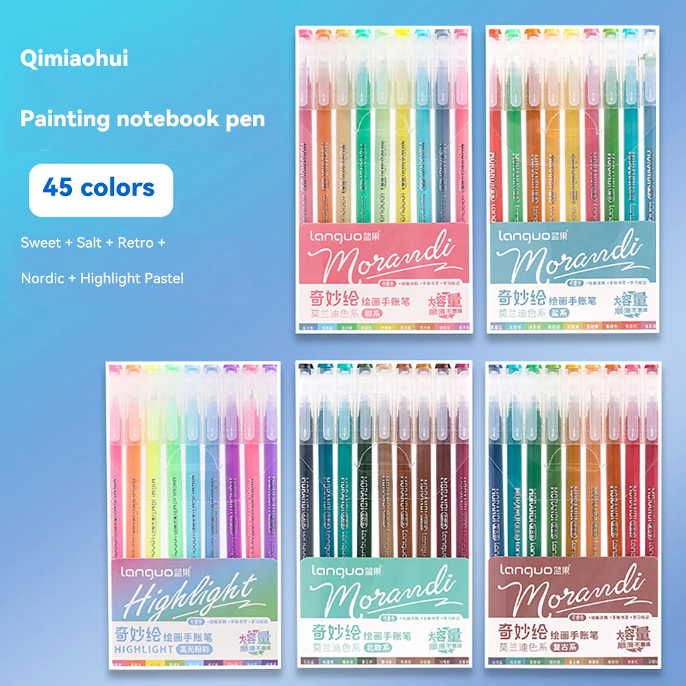 105Color Hand Account Gel Pen Morandi Macaron Retro Pen Large-Capacity Color Handbook Pen For Student Painting Graffiti Writting