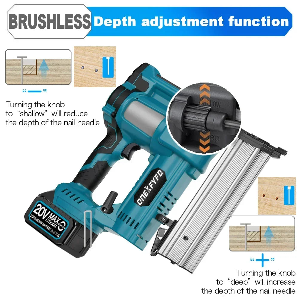 2 in 1 Brushless F50 /K438 Electric Wireless Nail Gun Stapler Nailer U-shape Nail Woodworking Power Tools For Makita 18V Battery