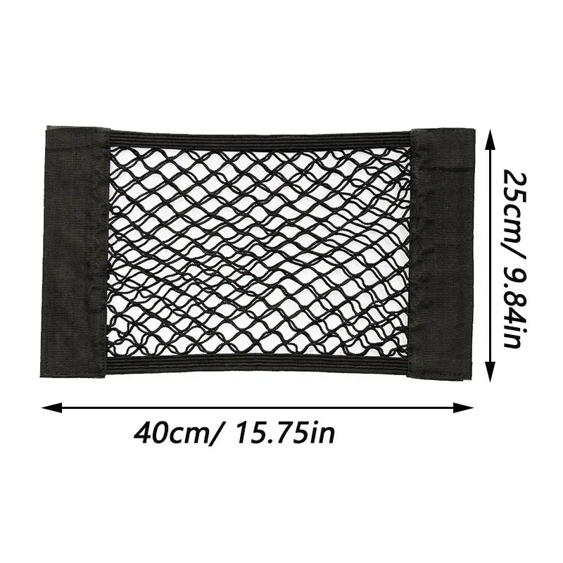 1pc Universal Car Storage Bag Double Mesh Trunk Storage Net, Car Built-in Storage Bag, Car Fire Extinguisher Fixed Net