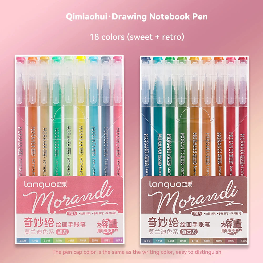 105Color Hand Account Gel Pen Morandi Macaron Retro Pen Large-Capacity Color Handbook Pen For Student Painting Graffiti Writting