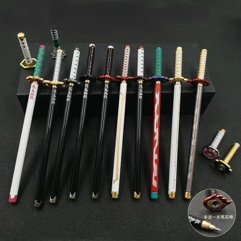 17 Styles Japan Anime Demon Model Gel Pen 0.5mm Black Refill Cosplay Prop Kid Student Gift SlayerWeapon Sword