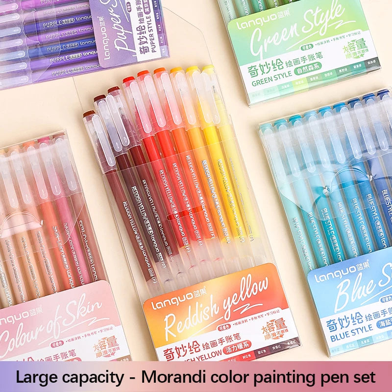 105Color Hand Account Gel Pen Morandi Macaron Retro Pen Large-Capacity Color Handbook Pen For Student Painting Graffiti Writting